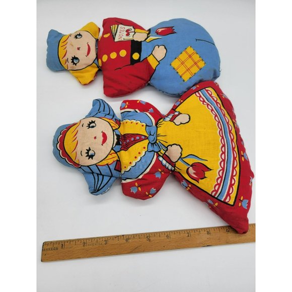 Vintage Pair Cloth Dolls VALTEX Hansel & Gretel Penn. Dutch Boy Girl Cut & Sew - Picture 13 of 13